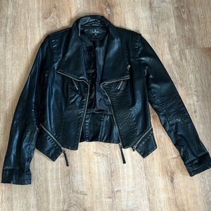 Lulus vegan leather cropped motor jacket